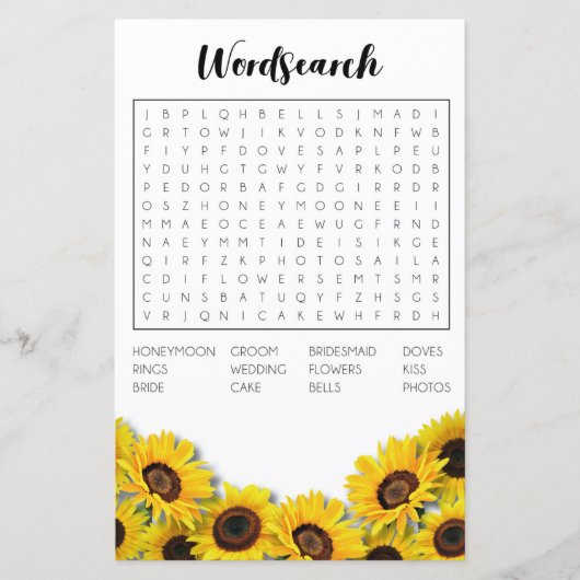 ブライダルシャワーゲームワード検索ゲームヒマワリ (正面)