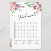 ブライダルシャワーゲームワード検索ゲームピンクフローラ (正面/裏面)