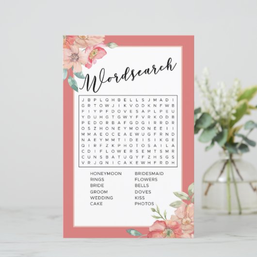 ブライダルシャワーゲームワード検索ゲームピンクフローラ (スタンド正面)