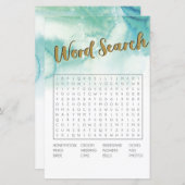 ブライダルシャワーゲームワード検索ゲームブルー金ゴールド (正面/裏面)