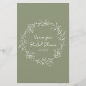 ブライダルシャワーゲームワード検索セージ緑の花 (裏面)