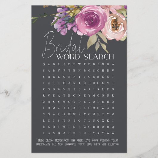 ブライダルシャワーゲームワード検索ダスティピンクパープル (正面)