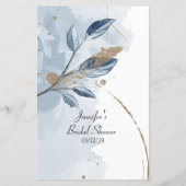 ブライダルシャワーゲームワード検索ブルー金ゴールドフローラ (裏面)