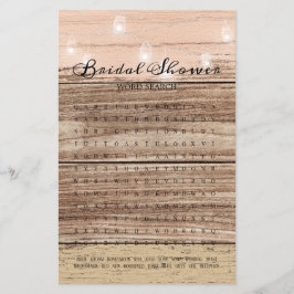 ブライダルシャワーゲームワード検索素朴ウッドランタン