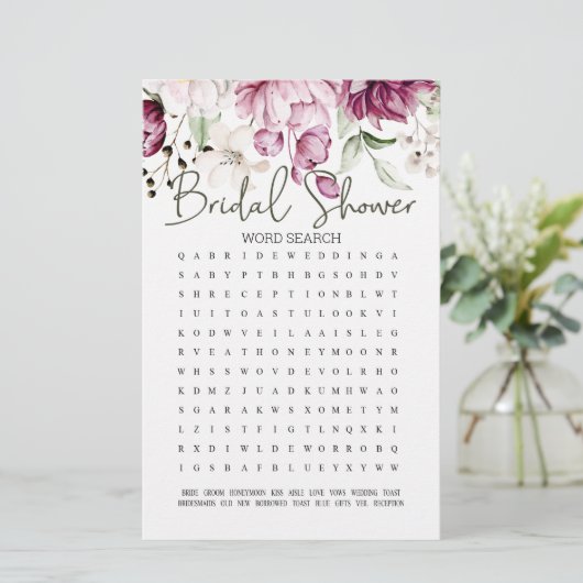 ブライダルシャワーゲームワード検索Peoniesピンクフローラ (スタンド正面)