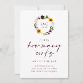 ブライダルシャワーゲーム何個のコルクサンフラワーカード 招待状 (正面)