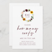 ブライダルシャワーゲーム何個のコルクサンフラワーカード 招待状 (正面/裏面)