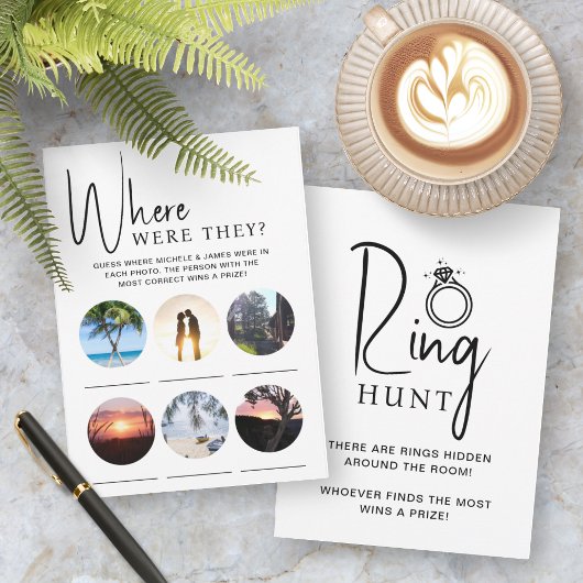 ブライダルシャワーゲーム写真とリングや輪狩りカード 招待状