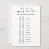 ブライダルシャワーゲーム動物の命の仲間 招待状 (正面)