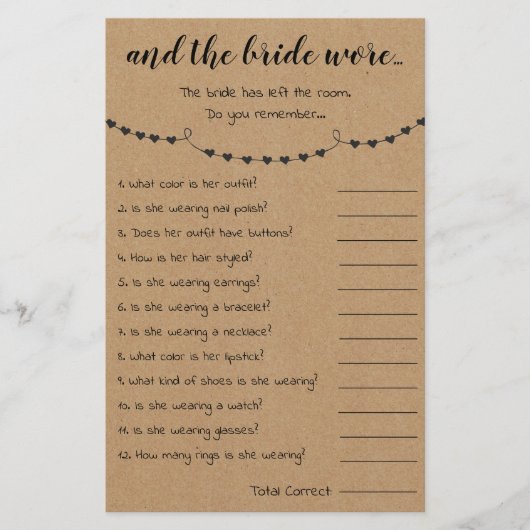 ブライダルシャワーゲーム及び花嫁カード チラシ (正面)