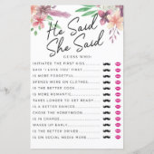 ブライダルシャワーゲーム彼は彼女がゲームフローラを言った (正面)