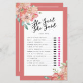 ブライダルシャワーゲーム彼は彼女がゲームフローラを言った (正面/裏面)