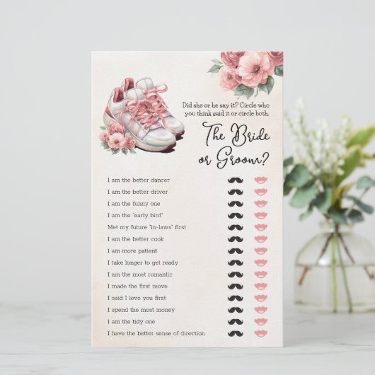 ブライダルシャワーゲーム彼は彼女はフローラスニーカーと言った (スタンド正面)