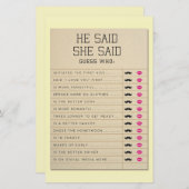 ブライダルシャワーゲーム彼は彼女は図書館カードを言った (正面/裏面)