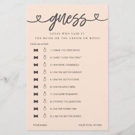 ブライダルシャワーゲーム彼は彼女は推測を言った