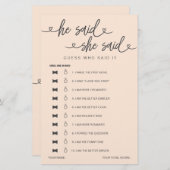 ブライダルシャワーゲーム彼は彼女は推測を言った (正面/裏面)