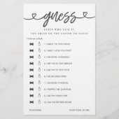 ブライダルシャワーゲーム彼は彼女は推測を言った (正面)