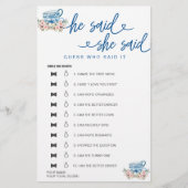 ブライダルシャワーゲーム彼は彼女は推測を言った (正面)