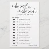 ブライダルシャワーゲーム彼は彼女は推測を言った (正面)