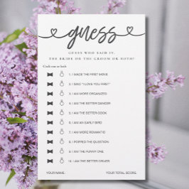 ブライダルシャワーゲーム彼は彼女は推測を言った