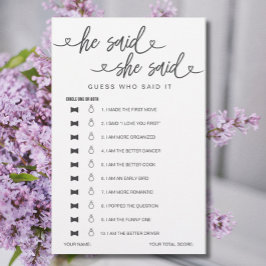 ブライダルシャワーゲーム彼は彼女は推測を言った