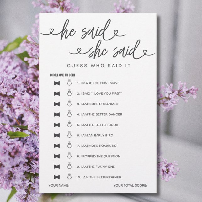 ブライダルシャワーゲーム彼は彼女は推測を言った (クリエイターアップロード済み)