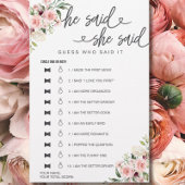 ブライダルシャワーゲーム彼は彼女は推測を言った