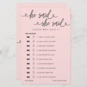 ブライダルシャワーゲーム彼は彼女は推測を言った (正面/裏面)