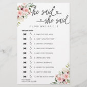 ブライダルシャワーゲーム彼は彼女は推測を言った (正面)