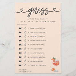 ブライダルシャワーゲーム彼は彼女は推測アペロールと言った