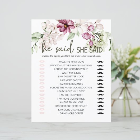 ブライダルシャワーゲーム彼は彼女は牡丹ピンクと言った (スタンド正面)