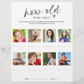 ブライダルシャワーゲーム彼らは写真と何歳だった チラシ (正面)