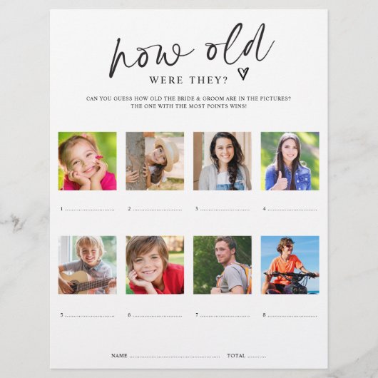 ブライダルシャワーゲーム彼らは写真と何歳だった チラシ (正面)