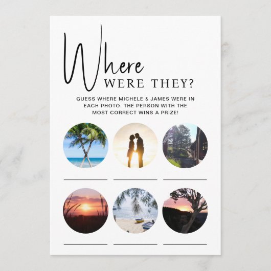 ブライダルシャワーゲーム彼らは写真カード 招待状 (正面)