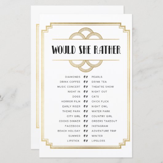 ブライダルシャワーゲーム彼女はむしろゲームアールデコ (正面/裏面)