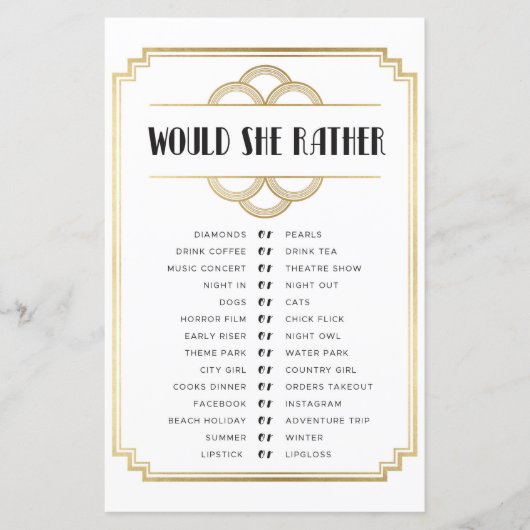 ブライダルシャワーゲーム彼女はむしろゲームアールデコ (正面)