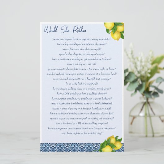 ブライダルシャワーゲーム彼女はむしろゲーム 便箋 (スタンド正面)