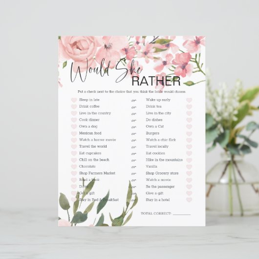 ブライダルシャワーゲーム彼女はむしろピンクのバラ (スタンド正面)