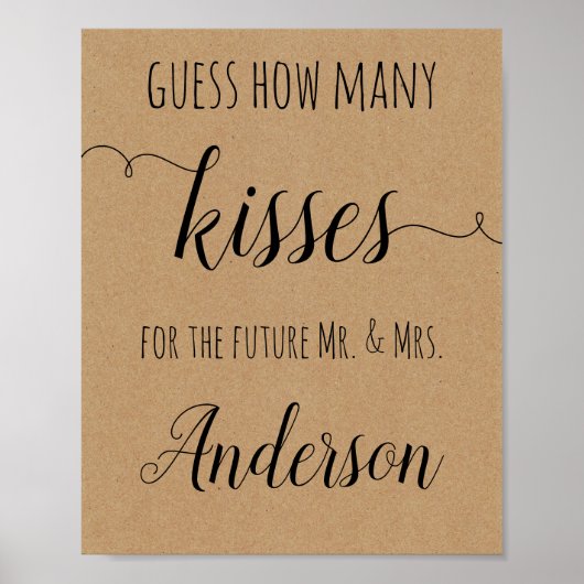 ブライダルシャワーゲーム推測いくつのキスポスター ポスター (正面)