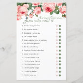 ブライダルシャワーゲーム推測誰が赤面バラを言った (正面)