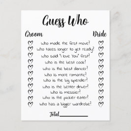 ブライダルシャワーゲーム推測誰のカードフライヤー チラシ