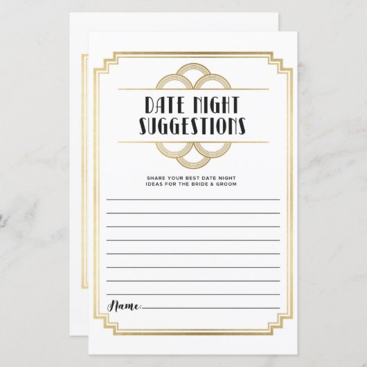 ブライダルシャワーゲーム日付の夜の提案アールデコ (正面/裏面)