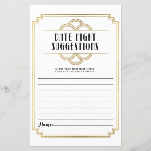 ブライダルシャワーゲーム日付の夜の提案アールデコ (正面)