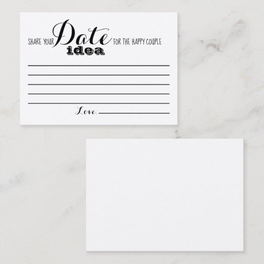 ブライダルシャワーゲーム日付アイディアカード プレイスカード (正面/裏面)