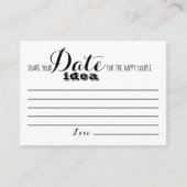 ブライダルシャワーゲーム日付アイディアカード プレイスカード (正面)