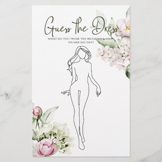 ブライダルシャワーゲーム牡丹ピンクはドレスを推測 チラシ (正面)