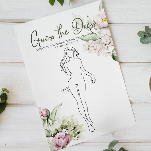 ブライダルシャワーゲーム牡丹ピンクはドレスを推測 チラシ