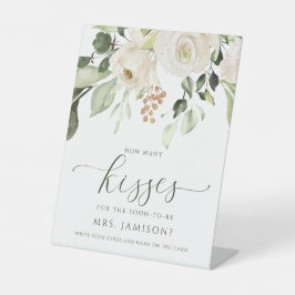 ブライダルシャワーゲーム白い緑のキスの数 台座サイン