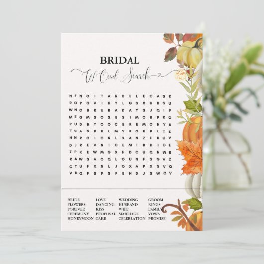 ブライダルシャワーゲーム秋カボチャ語検索ゲーム 案内状 (スタンド正面)
