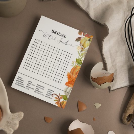 ブライダルシャワーゲーム秋カボチャ語検索ゲーム 案内状